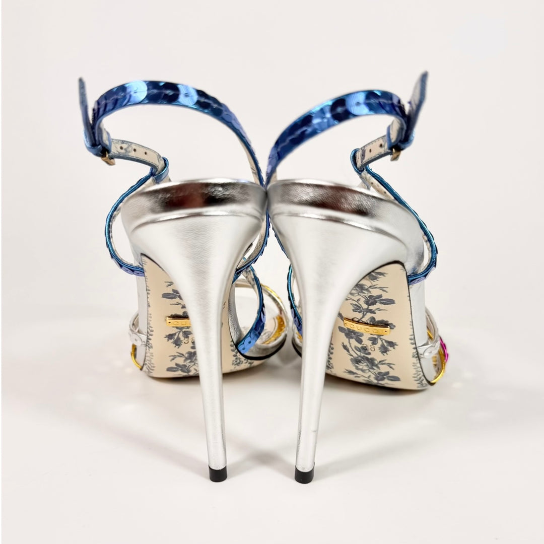 Gucci Haines 105 Metallic Sequin Sandal Heel - Women’s 8