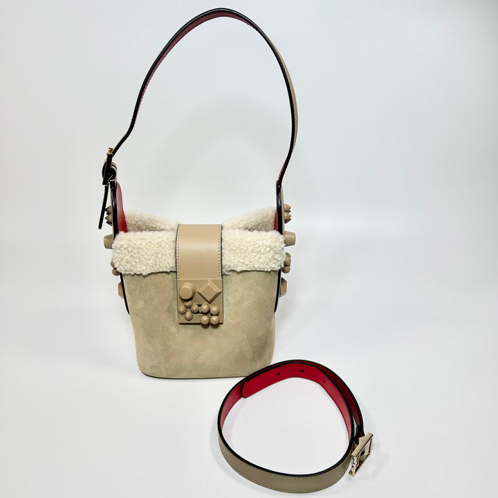 Christian Louboutin Carasky Shearling Mini  Bucket Bag