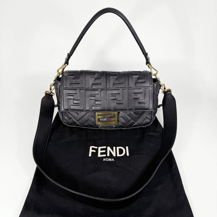 Fendi Nappa FF 1974 Embossed Baguette Bag