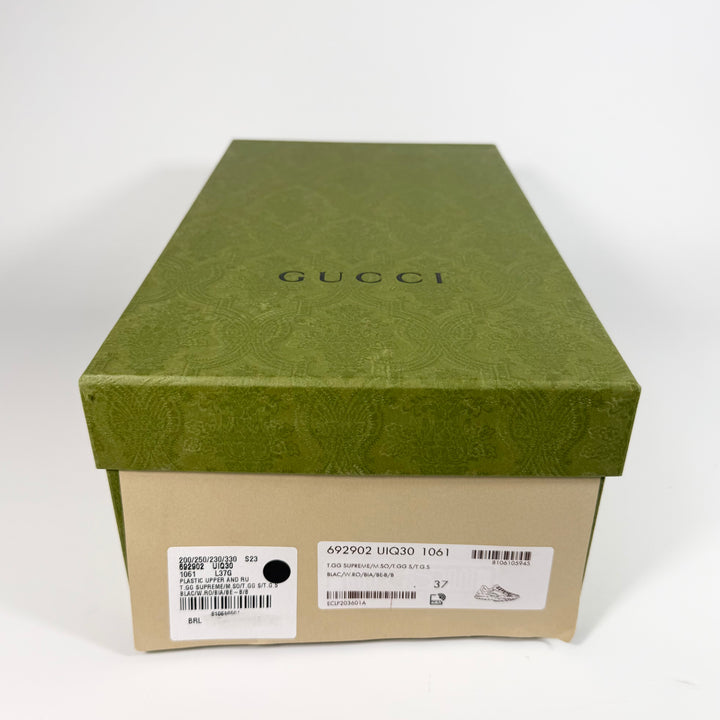 Gucci GG Supreme Mixed Fabric Rhyton Sneaker - Women’s 7