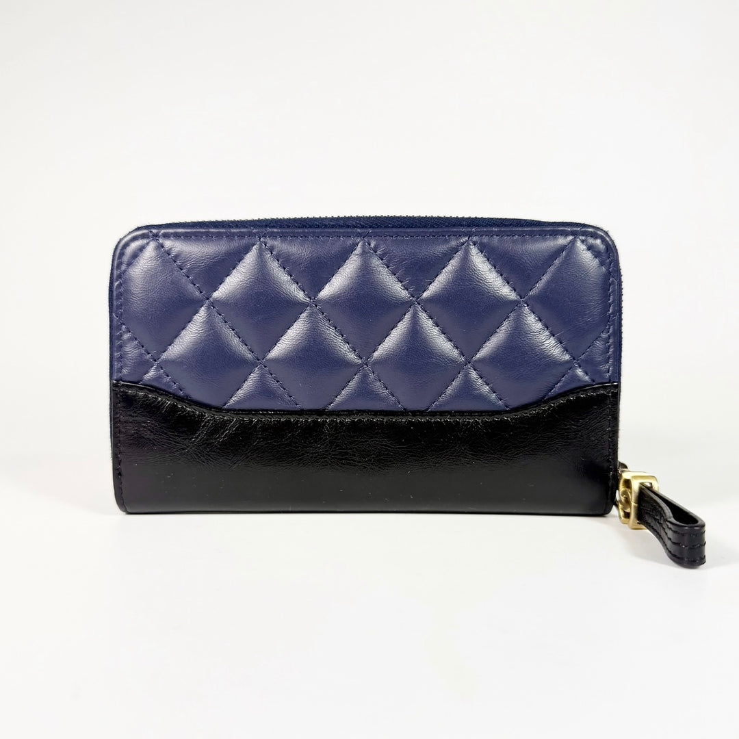 Chanel Aged Calfskin Quilted Gabrielle Zip Around Wallet