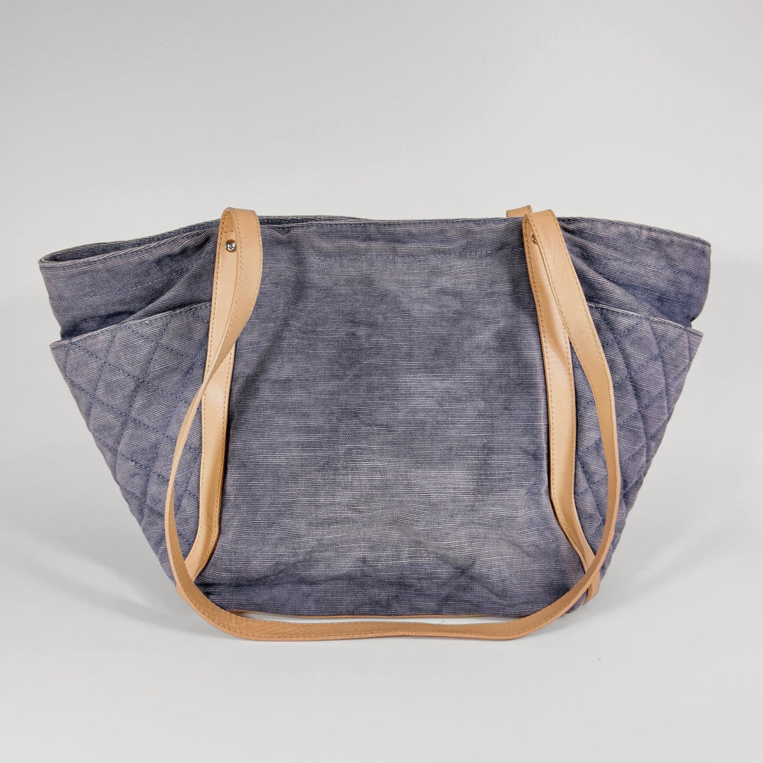 Chanel Quilted Denim Lambskin CC Camellia Tote