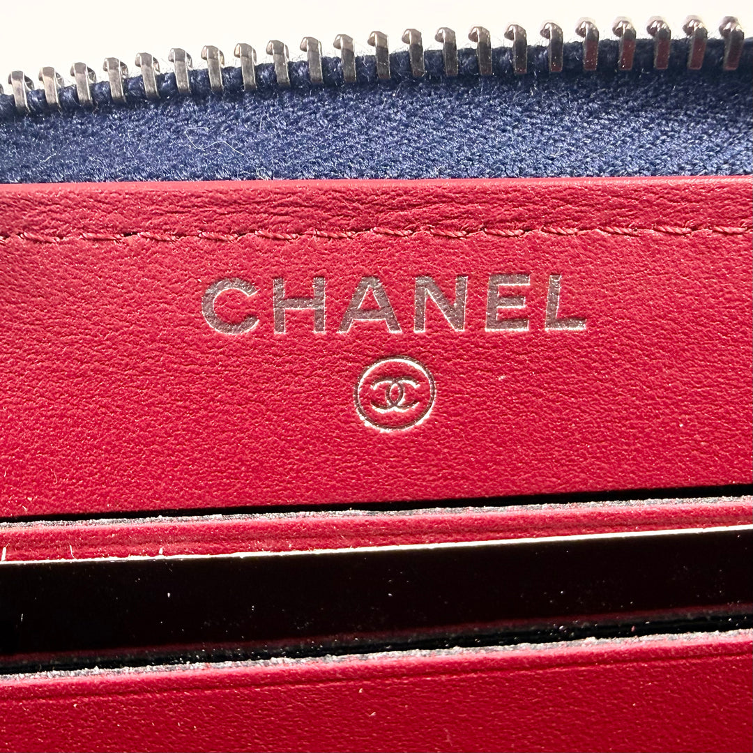 Chanel Aged Calfskin Quilted Gabrielle Zip Around Wallet