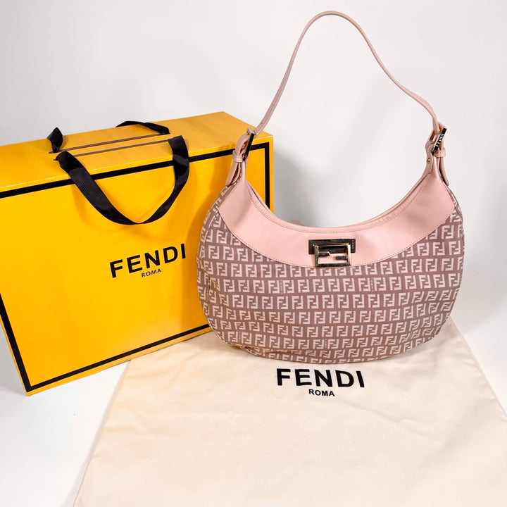 Fendi Zucchino Canvas Hobo Shoulder Bag
