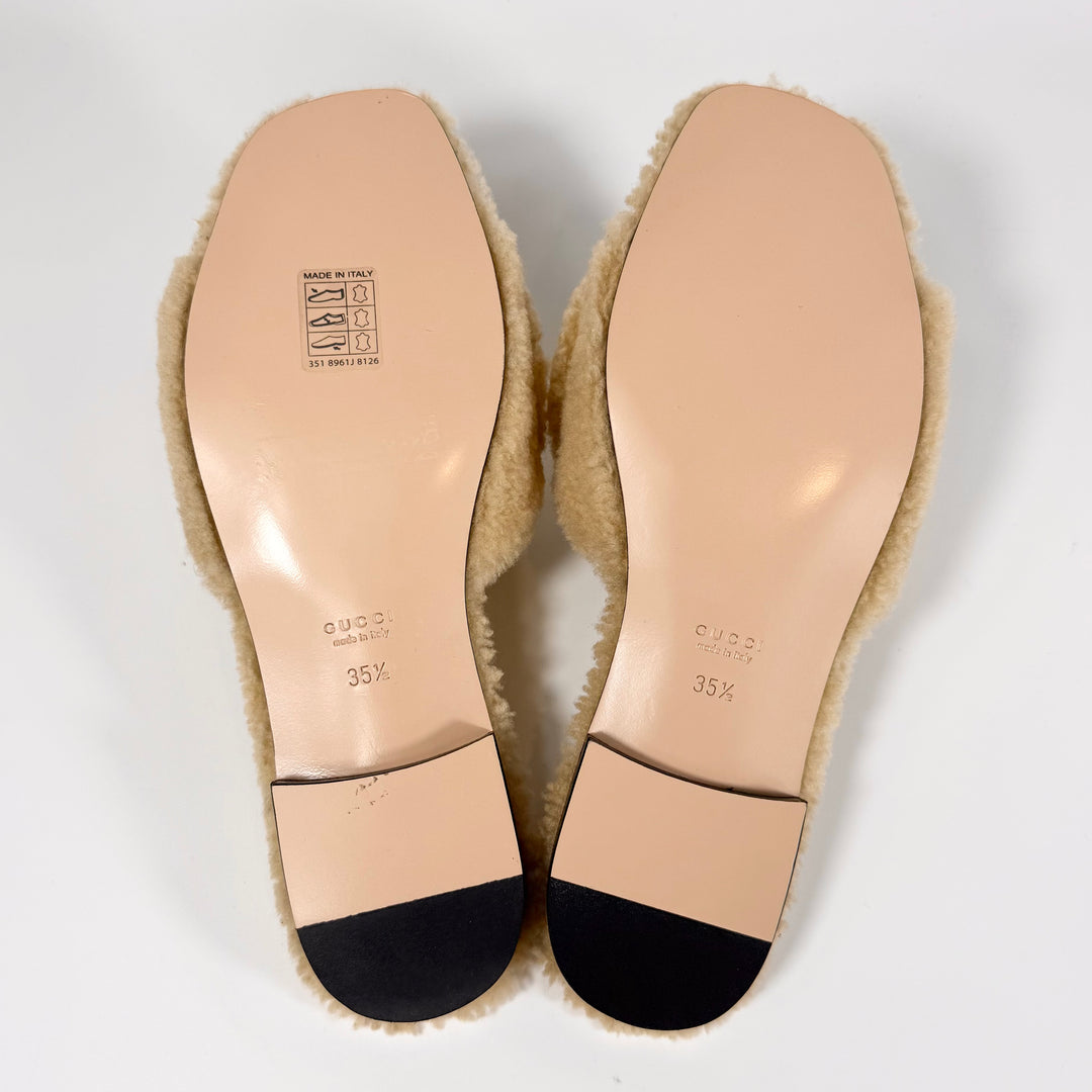 Gucci Shearling GG Cut Out Slide Sandal - Women’s 5.5