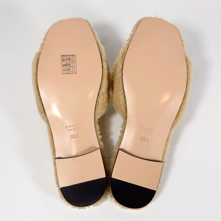 Gucci Shearling GG Cut Out Slide Sandal - Women’s 5.5
