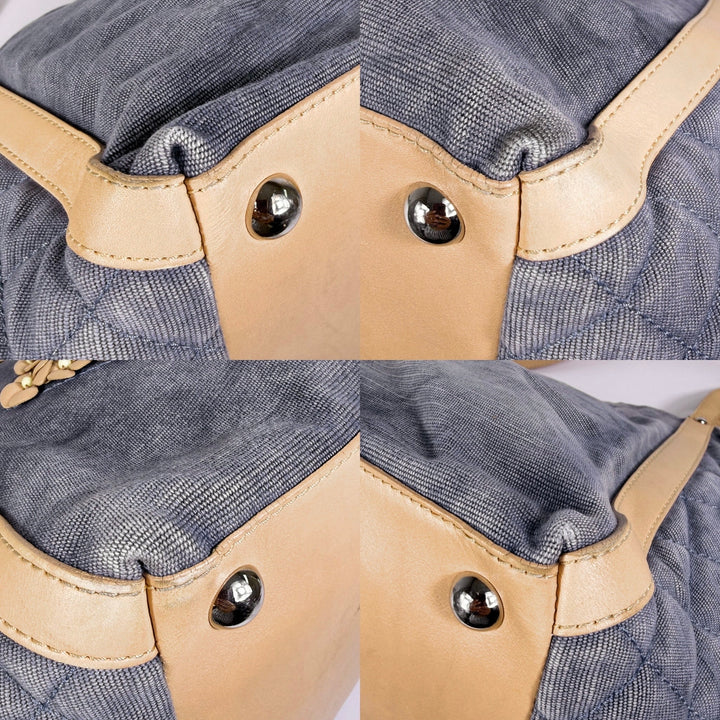 Chanel Quilted Denim Lambskin CC Camellia Tote