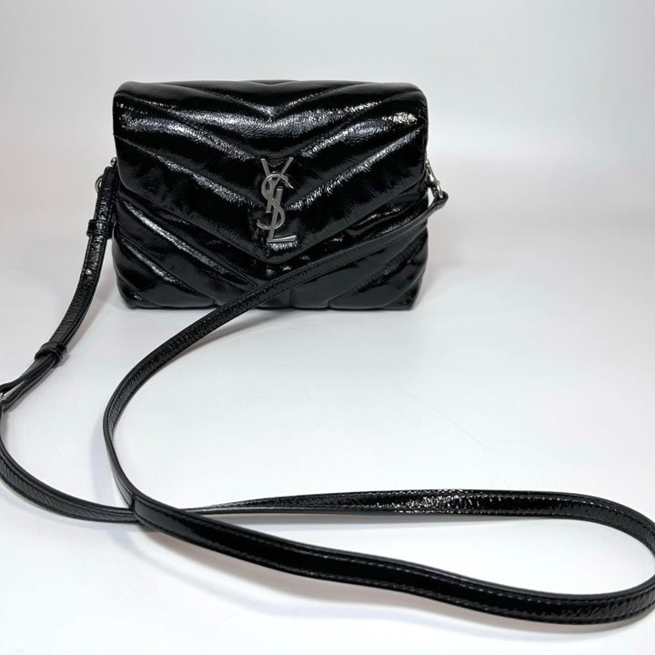 Saint Laurent Crinkle Patent Toy Loulou Crossbody Bag