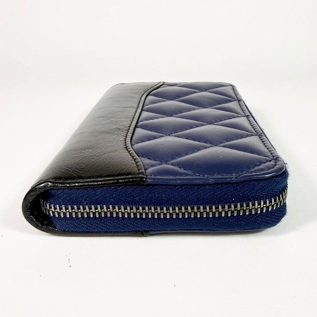 Chanel Aged Calfskin Quilted Gabrielle Zip Around Wallet