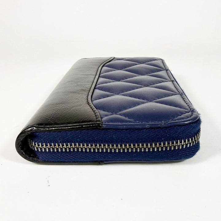 Chanel Aged Calfskin Quilted Gabrielle Zip Around Wallet