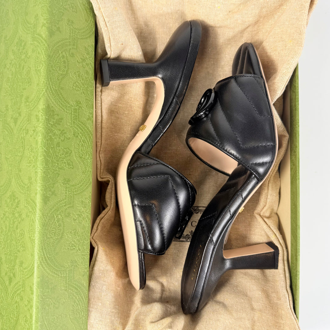 Gucci GG Marmont Nappa Matelasse Mule Heel - Women’s 6