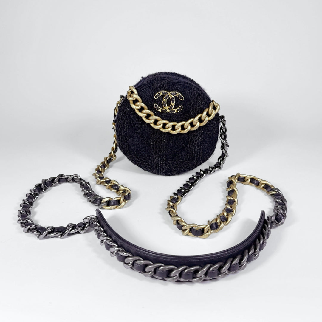 Chanel Round Tweed 19 Chain Shoulder Bag