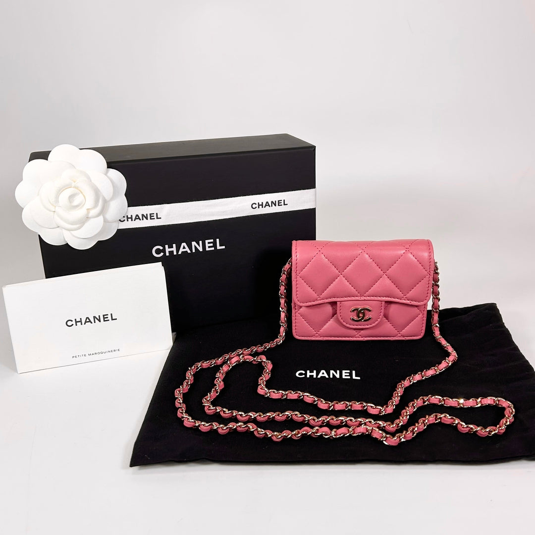 Chanel Quilted Lambskin Card Holder On Chain