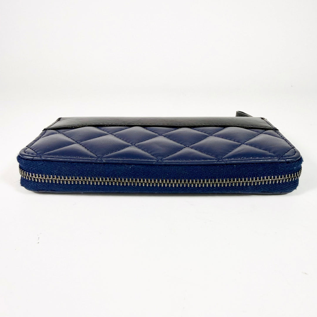 Chanel Aged Calfskin Quilted Gabrielle Zip Around Wallet