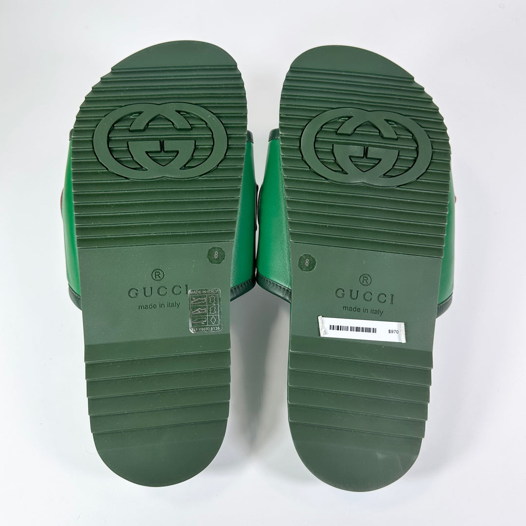 Gucci Sideline Leather Logo Slide  - Men’s 8.5