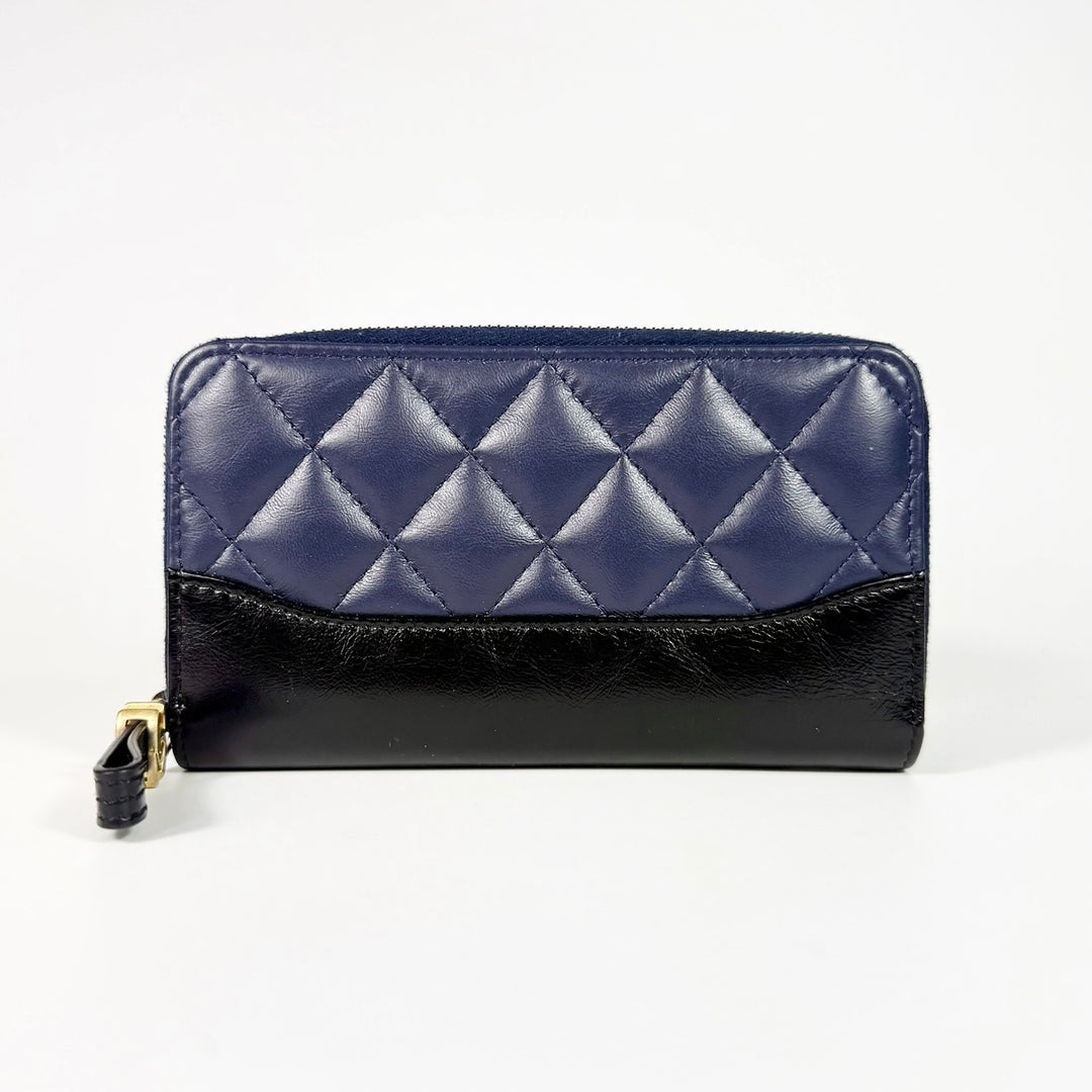 Chanel Aged Calfskin Quilted Gabrielle Zip Around Wallet