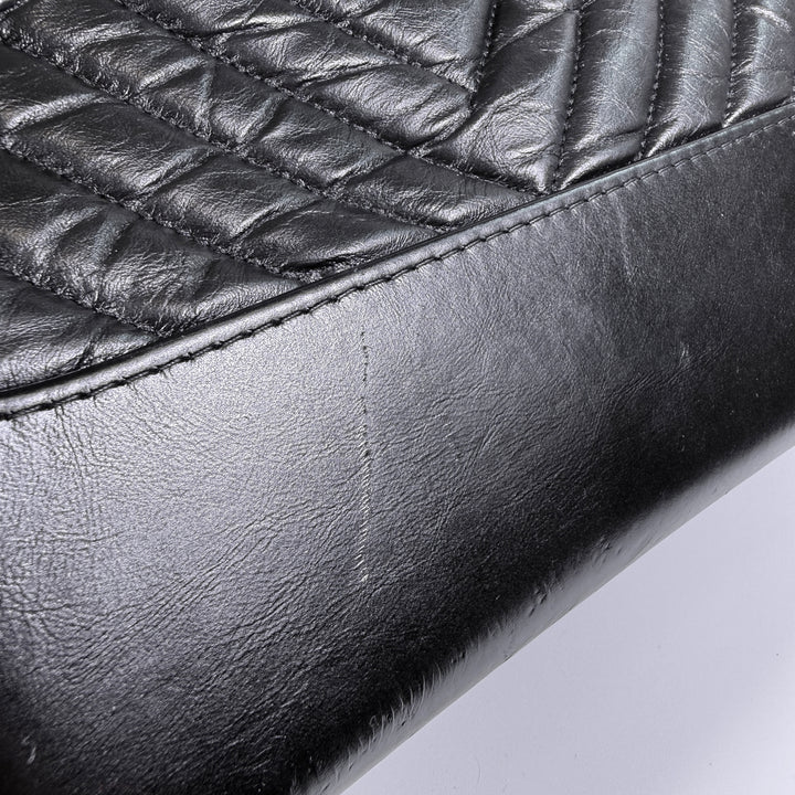 Chanel Chevron Aged Calfskin So Black Medium Gabrielle Bag