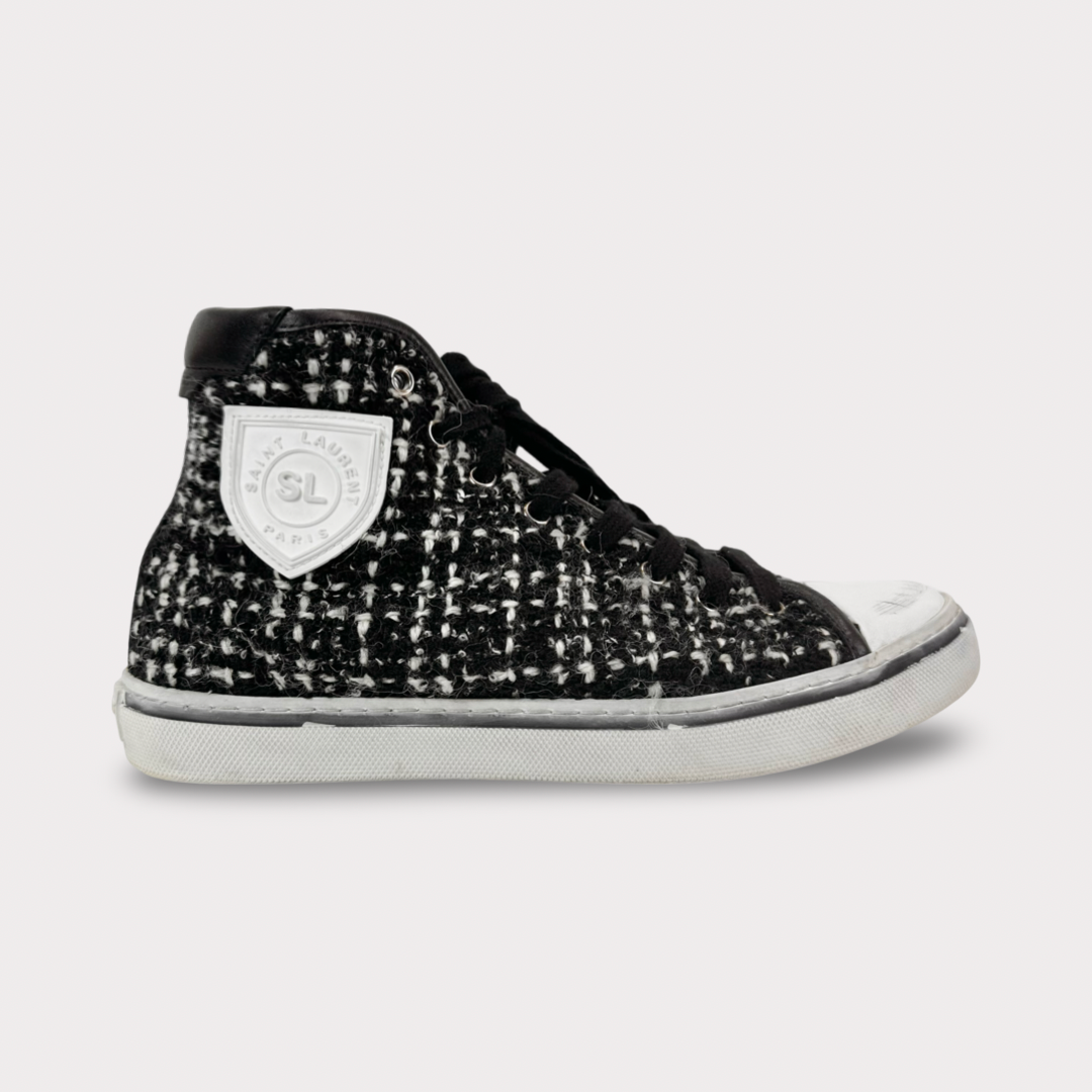 Saint Laurent Tweed Malibu Mid Top Sneaker - Women’s 8