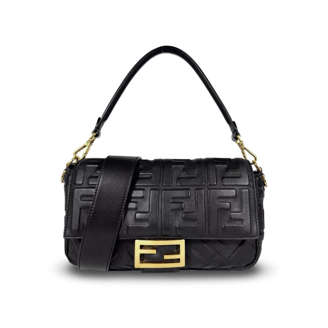 Fendi Nappa FF 1974 Embossed Baguette Bag