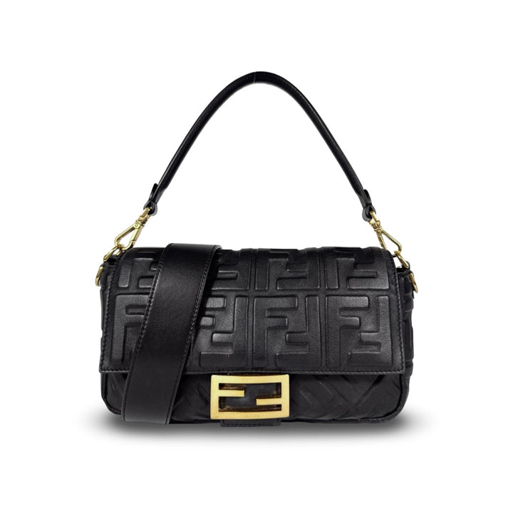 Fendi Nappa FF 1974 Embossed Baguette Bag