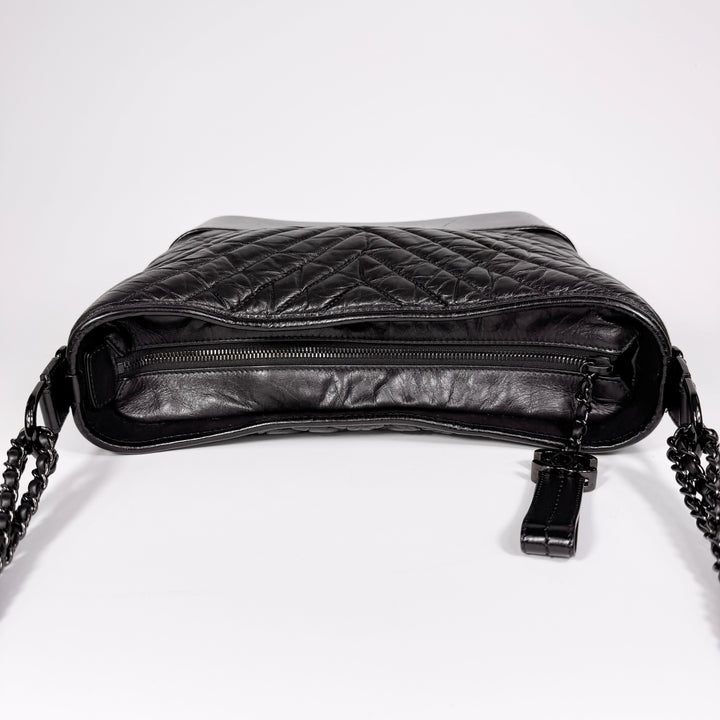 Chanel Chevron Aged Calfskin So Black Medium Gabrielle Bag