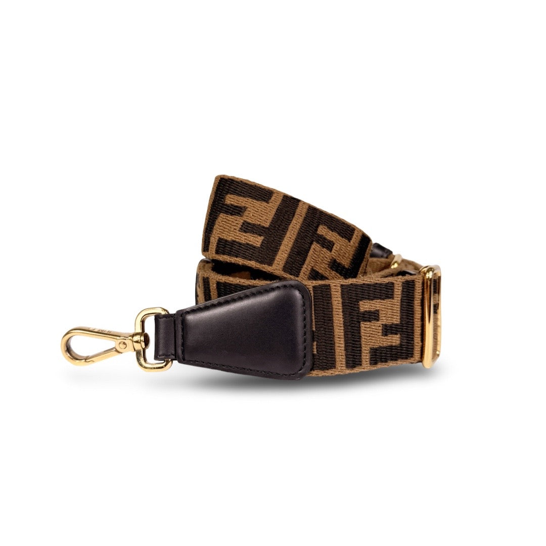 Fendi Strap You Brown Logo Shoulder Strap