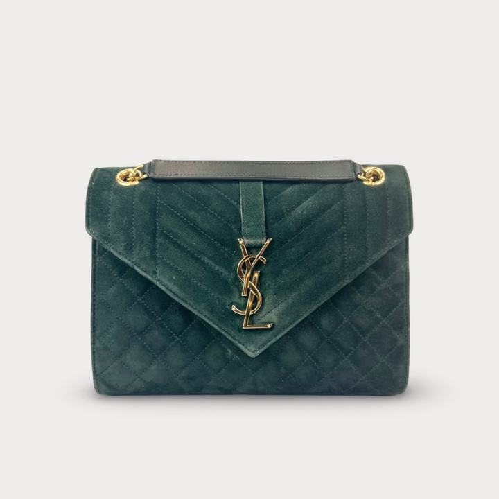 Saint Laurent Medium Suede Triquilt Envelope Shoulder Bag