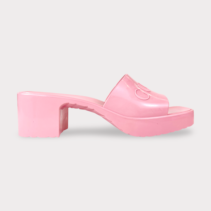 Gucci Rubber Logo Block Sandal - Women’s 9