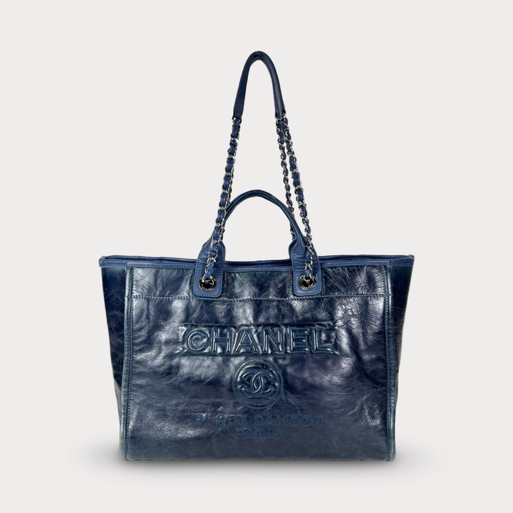 Chanel Glazed Calfskin Large Deauville Tote Bag