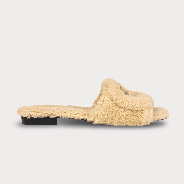 Gucci Shearling GG Cut Out Slide Sandal - Women’s 5.5