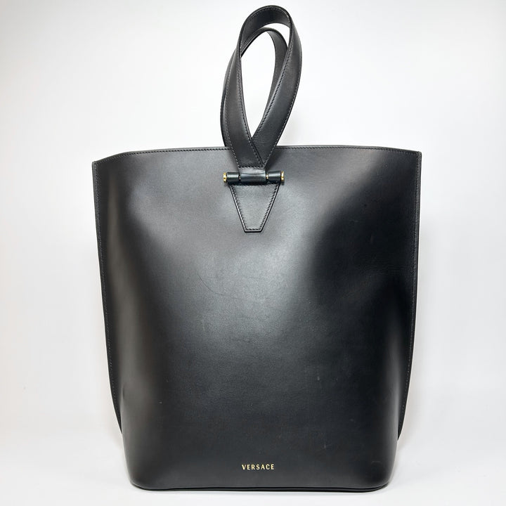 Versace Calfskin Virtus Loop Handle Tote