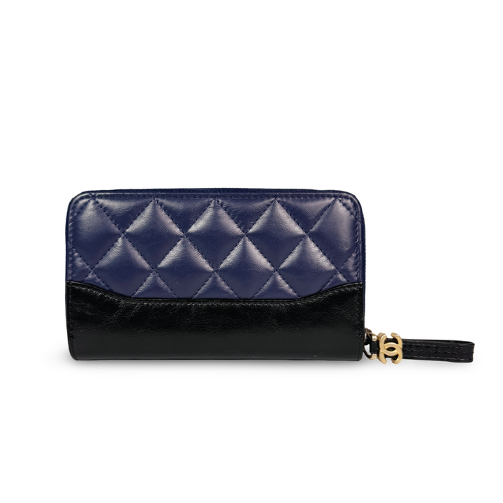 Chanel Aged Calfskin Quilted Gabrielle Zip Around Wallet