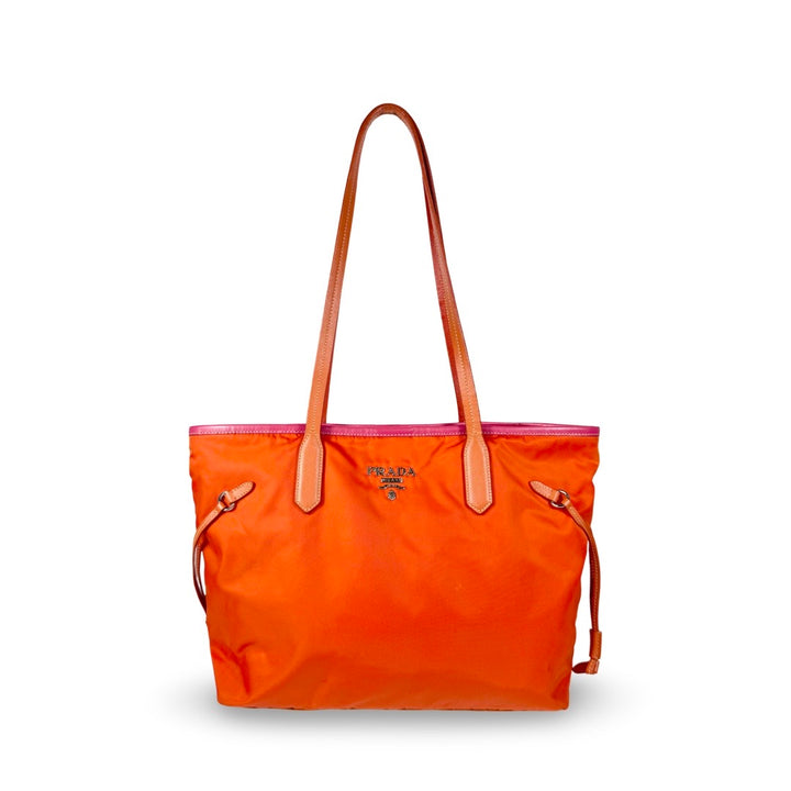 Prada Nylon Saffiano Logo Tote Bag