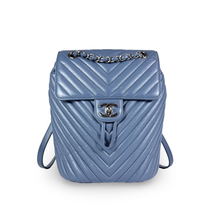 Chanel Chevron Small Urban Spirit Backpack Blue