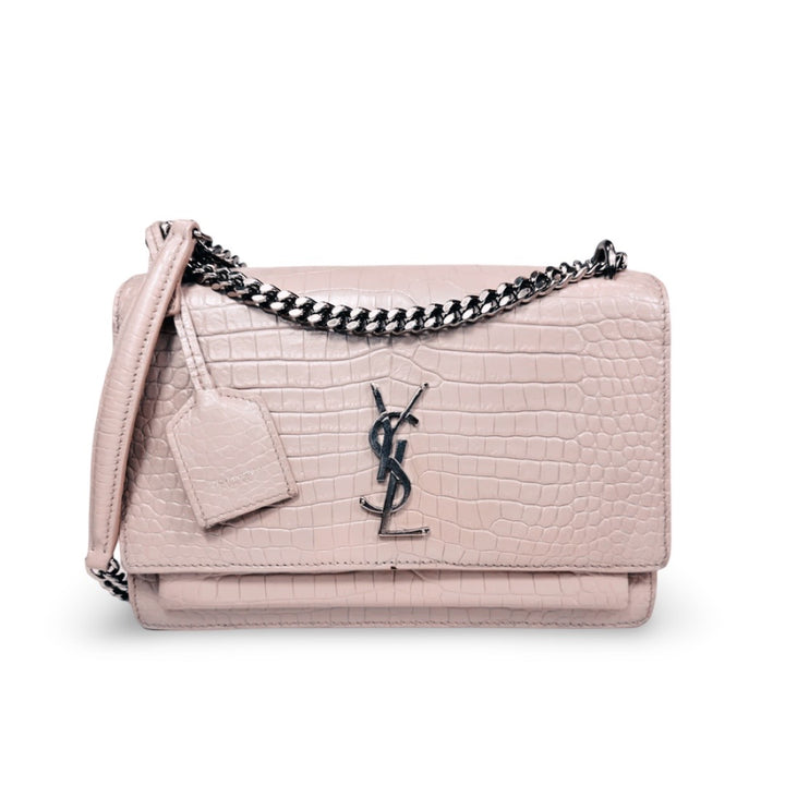 Saint Laurent Crocodile Embossed Medium Sunset Bag