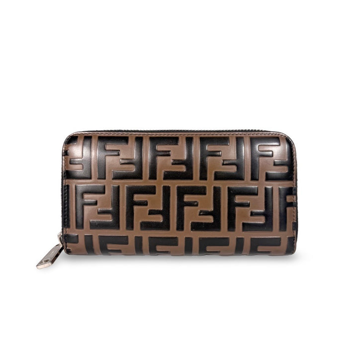 Fendi Monogram FF Leather Zip Around Wallet