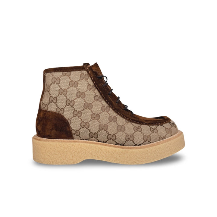 Gucci GG Canvas & Suede Lace Up Boot - Men’s 7