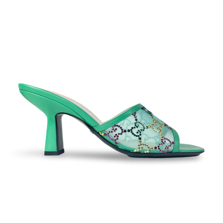Gucci Crystal GG Mesh Mule Heel - Women’s 9.5