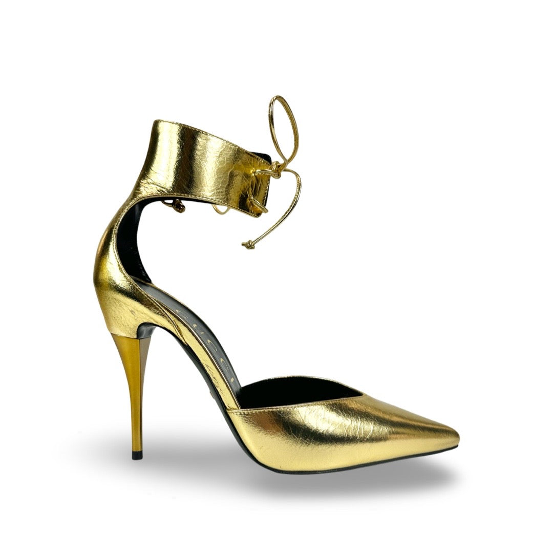 Gucci Priscilla 105mm Metallic Leather Pump Heel - Women’s 9.5