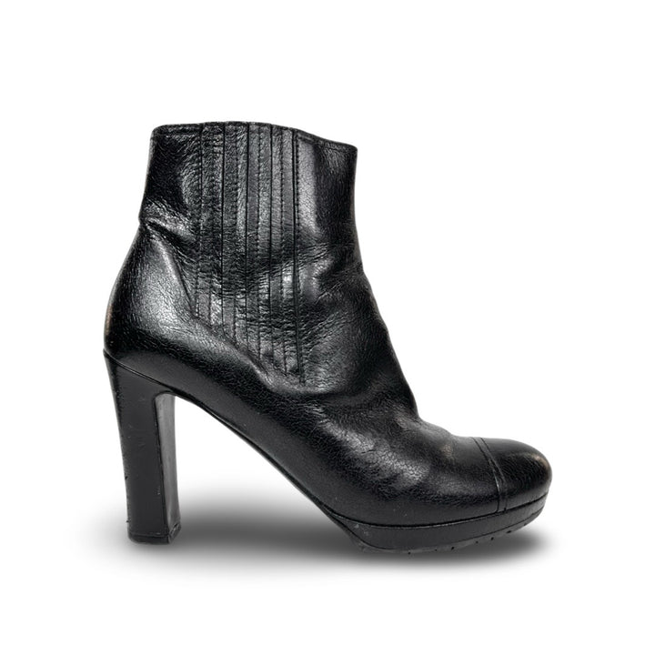 Prada Leather Cap Toe Heeled Boot - Women’s 7.5