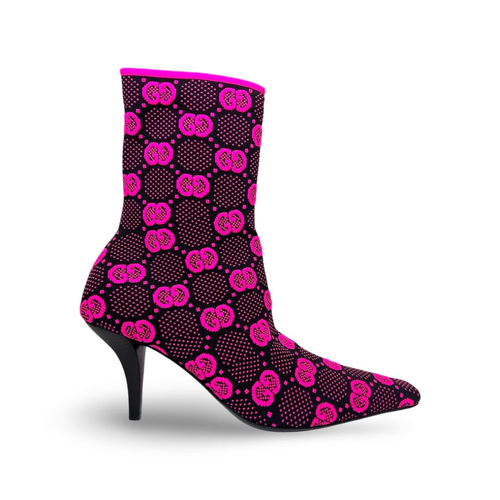 Gucci Jersey Knit GG Monogram Ankle Boot - Women’s 6