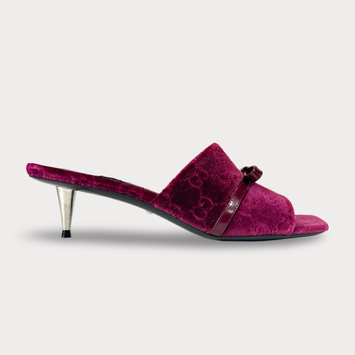 Gucci GG Jacquard Velvet Bow Mule 55mm - Women’s 6