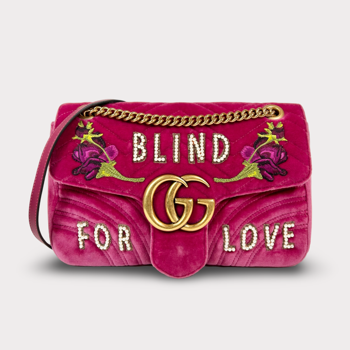Gucci GG Marmont Blind For Love Velvet Matelasse Medium Shoulder Bag