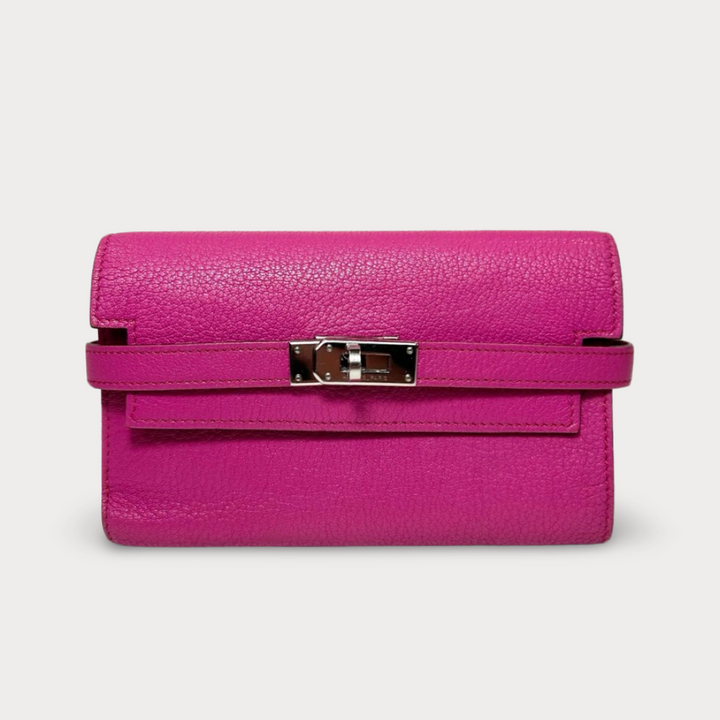 Hermès Magnolia Pink Kelly Wallet Palladium