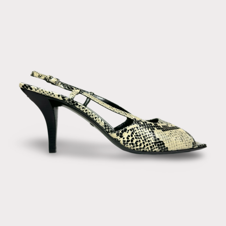 Gucci Python Print Open Toe Slingback Heel - Women’s 9